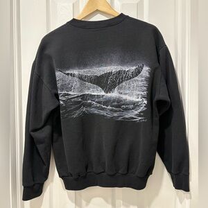 Vintage 1990s Whales Black Graphic Men’s Sweater Small Wildlife Nature
